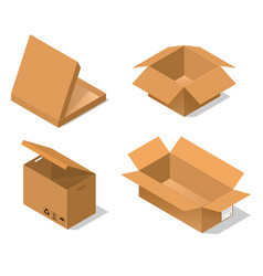 Cardboard boxes set isometric view Cardboard boxes set isometric view vector image