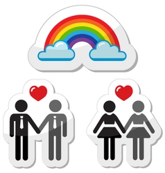 Raibnow gay couples icons vector image