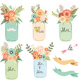 Mason Jar Wedding flower Collections vector image