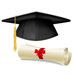 Mortarboard and diploma vector image