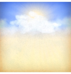 Blue sky background with white clouds and sun vector image