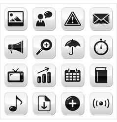Website internet glossy sqaure buttons set vector image