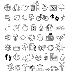 Eco doodle icon set vector image