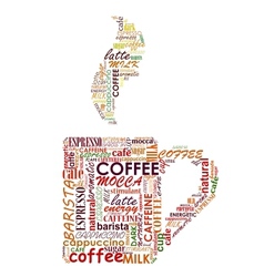 Cup of coffe with tags cloud vector image