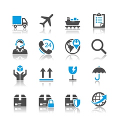 Logistics and shipping icons reflection Logistics and shipping icons reflection vector image