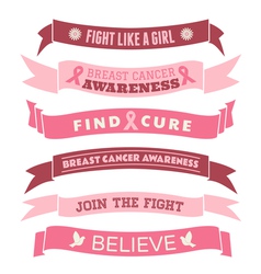 Breast cancer awareness pink banners set vector image