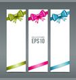 Colorful ribbons and white paper card background vector image