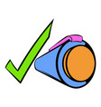 Pen and green checkmark icon cartoon vector image