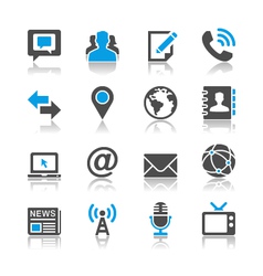 Media and communication icons reflection vector image