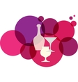 Wine bottle with glasses on retro background vector image