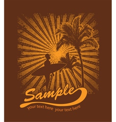 Summer t-shirt design with surfer vector image