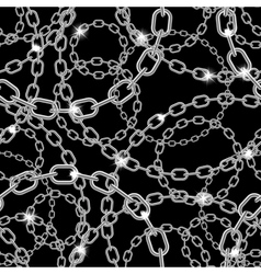 Silver chain on black seamless vector image