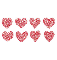 Set heart drawn painted with a brush hand Set heart drawn painted with a brush hand vector image