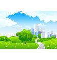 Green landscape with city vector image