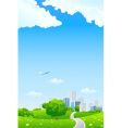 Green landscape with city vector image