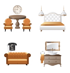 Home interior design elements icons vector image