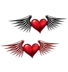 Retro heart with wings Retro heart with wings vector image