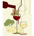 Red wine band glass of wine with cheese vector image