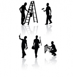 Construction workers silhouettes vector image