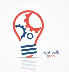 Light bulb idea icon with three gears vector image