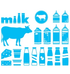 Set icons of milk vector image