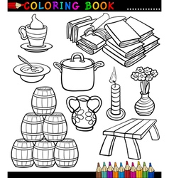 Cartoon Different Objects Coloring Page vector image