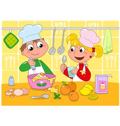 Boy and girl cooking vector image
