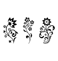 Silhouettes of abstract vintage flowers vector image