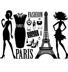 Fashionable set with silhouettes of women vector image