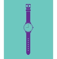 Blue trendy painted watch on a green background vector image