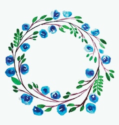 Blue Flower watercolor wreath for beautiful design Blue Flower watercolor wreath for beautiful design vector image