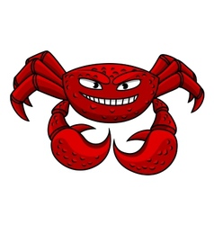 Cartoon red crab character vector image