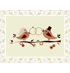 Wedding invitation with birds vector image