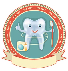 Tooth label set healthy symbol background vector image
