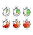 Set of silver bright stopwatch clock intervals vector image