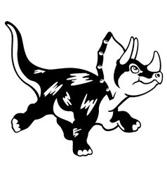 Cartoon triceratops black white vector image