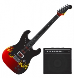 Guitar and amp vector image