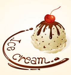 Ice cream ball Vanilla Chocolate chip vector image
