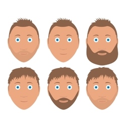 Set of man faces with different hairstyle Set of man faces with different hairstyle vector image