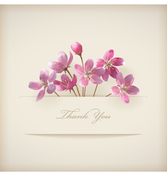 Floral spring Thank you pink flowers card vector image