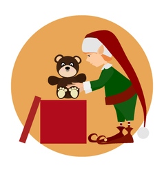 Elf silhouette and christmas gifts Royalty Free Vector Image
