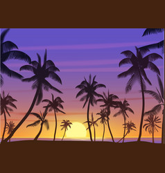 Palm coconut trees Silhouette at sunset or sunrise Palm coconut trees Silhouette at sunset or sunrise vector image