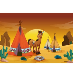 Horse and tent house vector image
