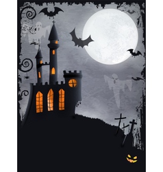 Spooky Halloween castle background vector image