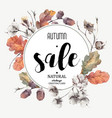 Autumn vintage cotton flower sale card vector image