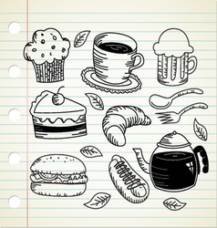 Food and drink doodle vector image