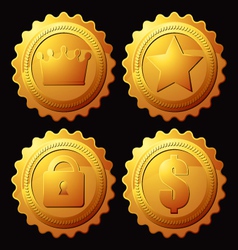 Set of gold medallion vector image