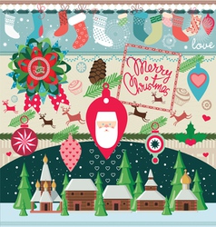 Big set of elements for Christmas vector image