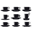 Coffee cup set silhouette Coffee cup set silhouette vector image