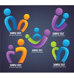Family in bright color on dark background vector image